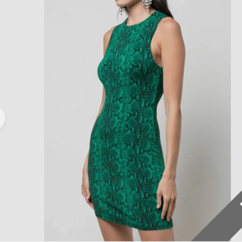 Alice + Olivia Delora Snake Emerald Mini Dress